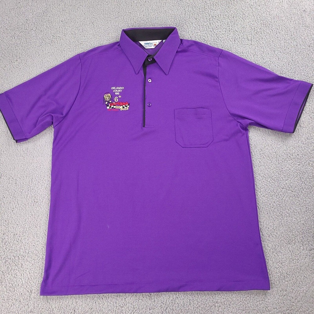 Vintage Daytona 500 Bash Polo Shirt Mens XL Purple Sunrise Active Sportswear